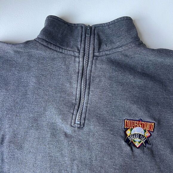 Cooperstown Dreams Park Pullover Baseball Sport Sweater 1/4 Zip Gray Size Small - Picture 2 of 6